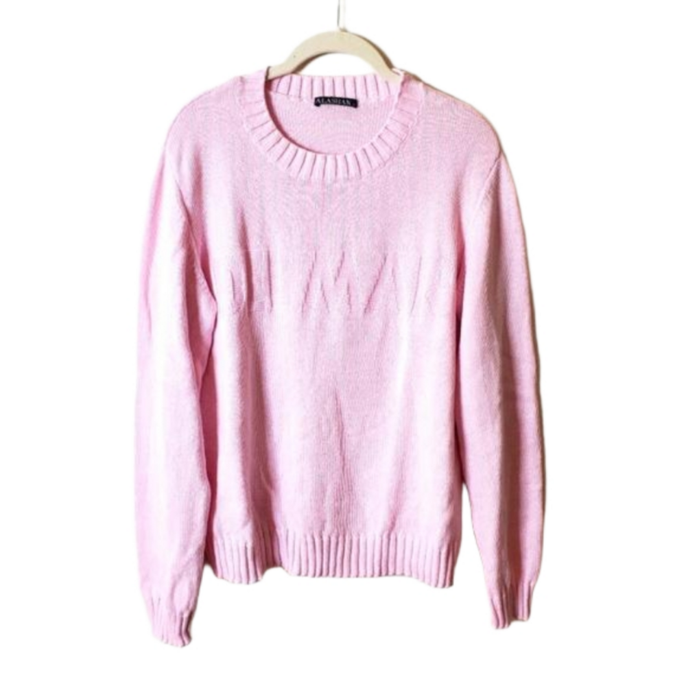 Alashan Baby Pink Delmar Knit Crewneck Cotton and Cashmere Sweater